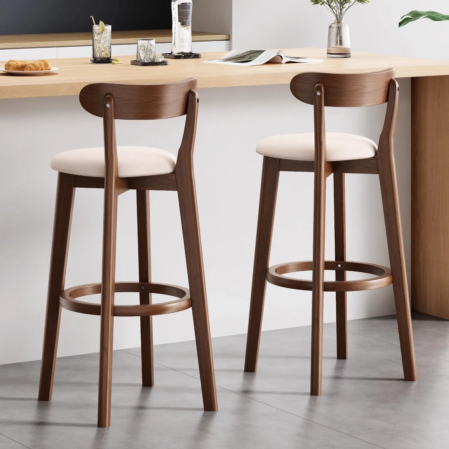 Bar chair Solid wood high stool Household high chair Commercial dining chair Cashier