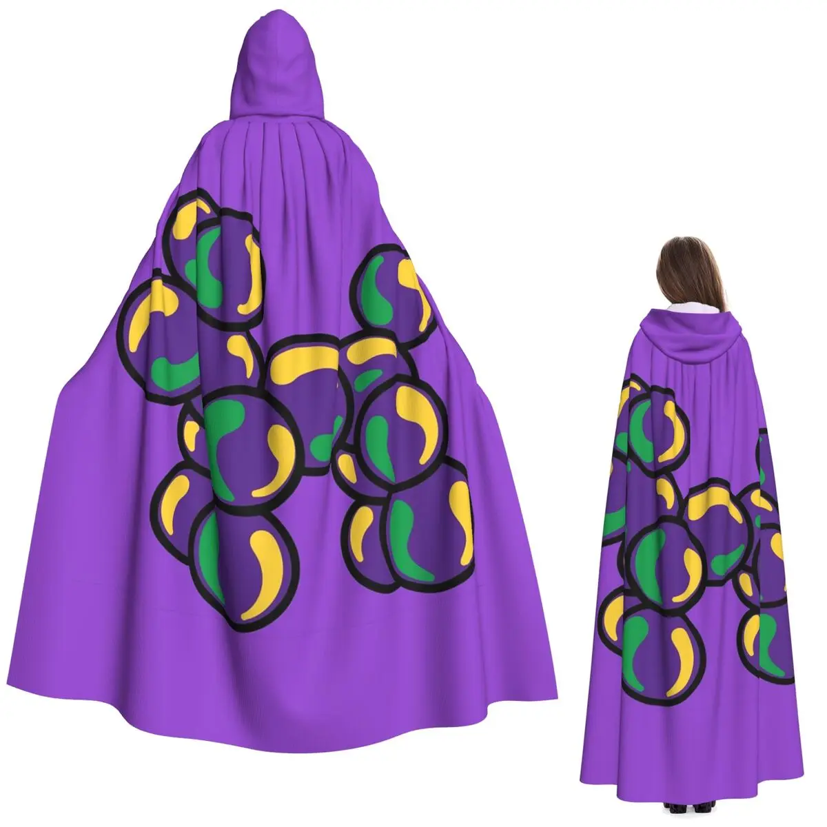

Mardi Gras Bead Dog Long Hooded Cloak Witch Medieval Costume Cosplay Cape HalloweenVampire Adult Unisex