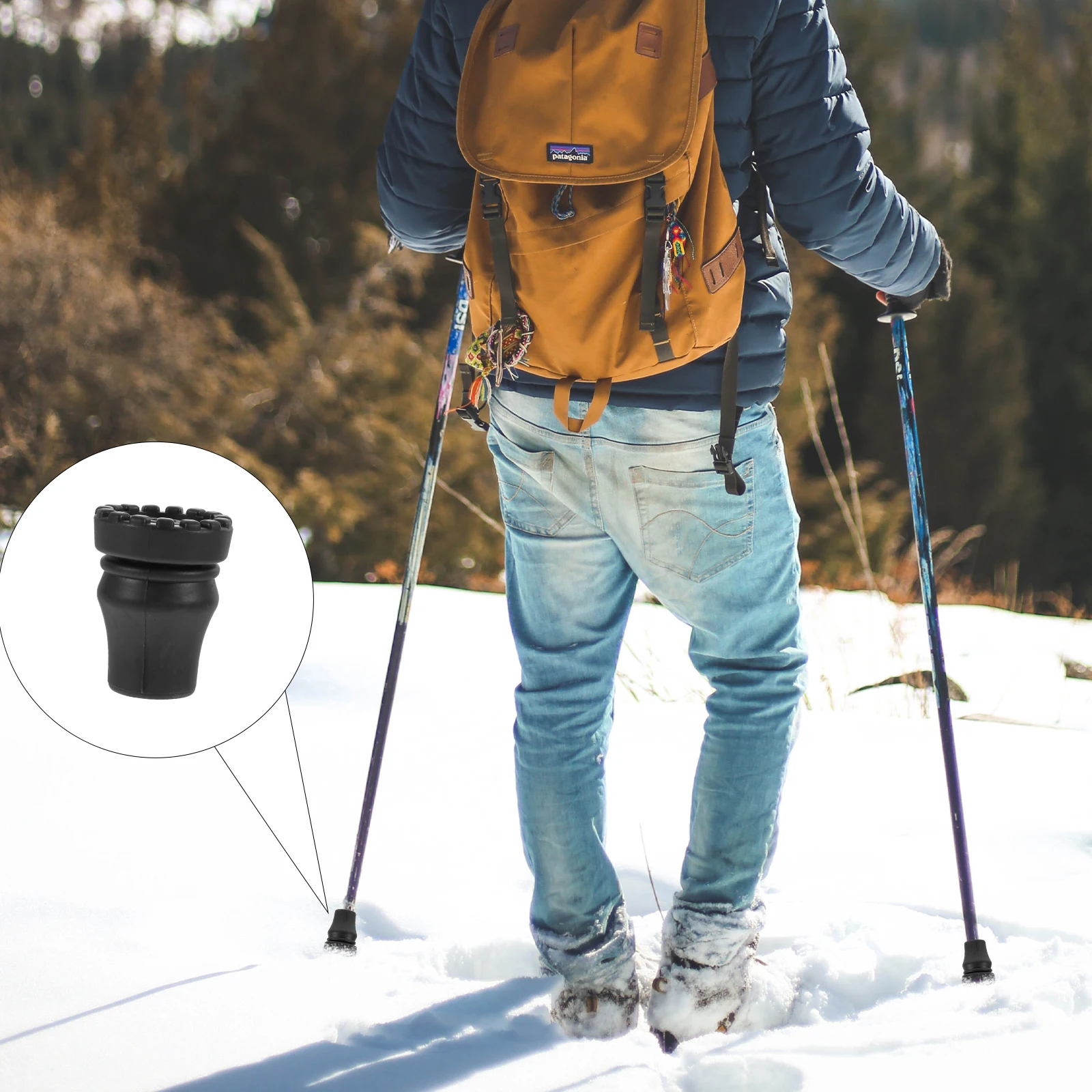 

2Pcs Non slip Rubber Crutch Foot Protector Durable Shockproof Pad For Trekking Pole Walking Stick H Hiking Camping Accessory