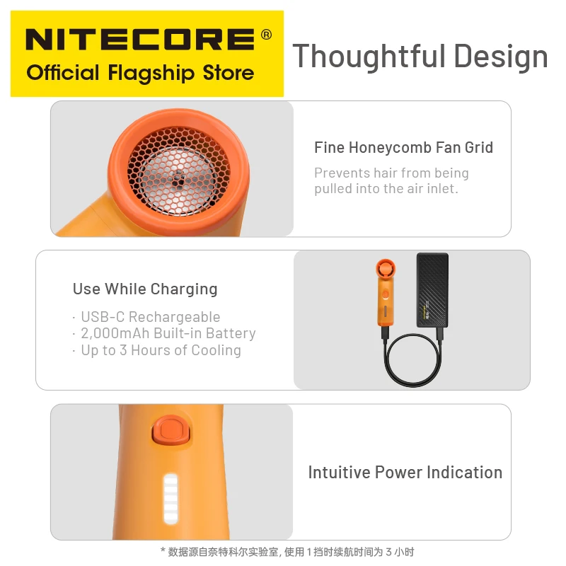 Nitecore NEF Nano Mini Pocket Handheld Fan 81g High-Speed Cooling