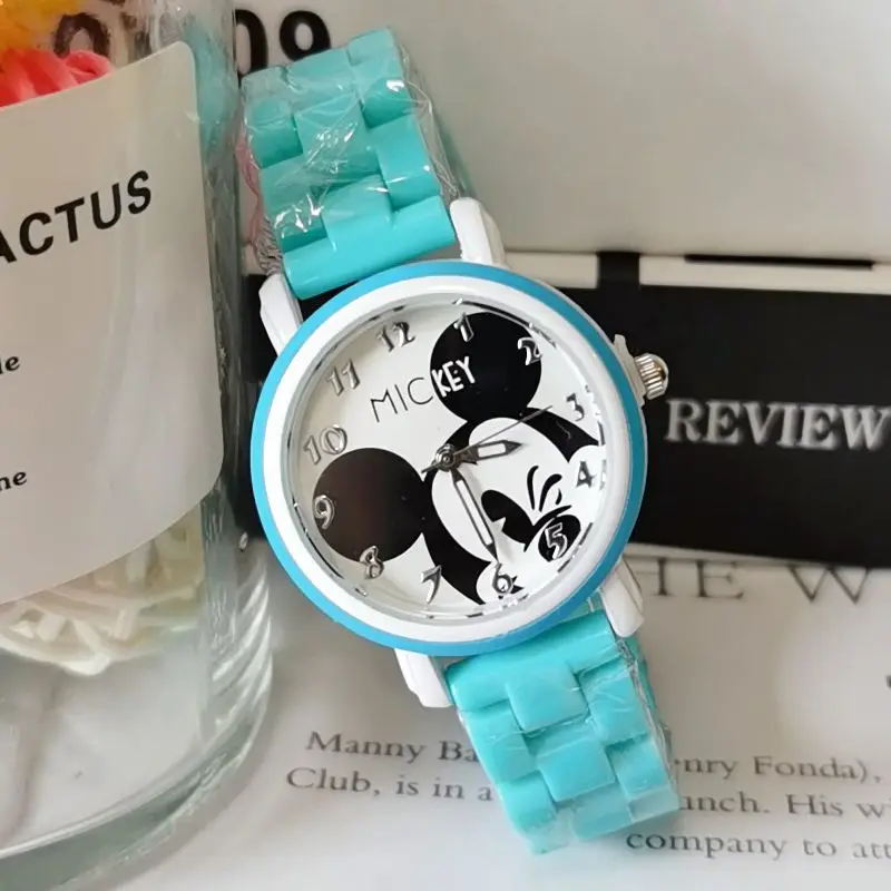 Jam Tangan Anak-anak Disney Micky Tali Plastik Penunjuk Jam Tangan Kuarsa Bercahaya Figur Anime Jam Tangan Hadiah Ulang Tahun Anak