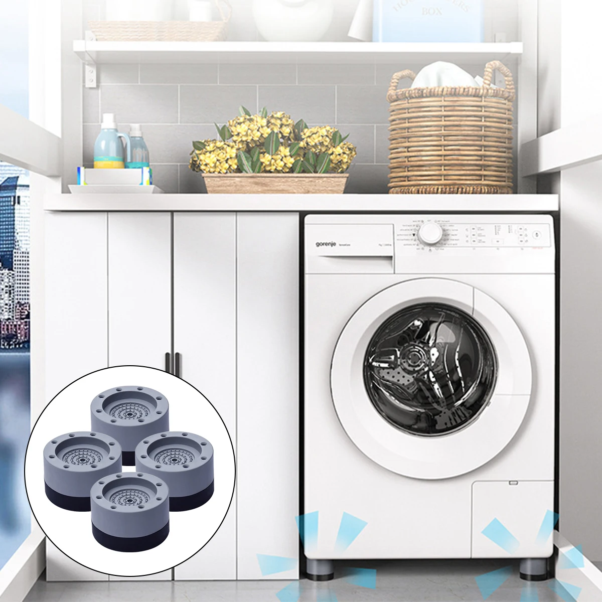 

8Pcs Practical Anti Vibration Pads Washing Machine Rubber Feet Mat Anti-vibration Pad Noise-reducing Furniture Lifting Foot Base
