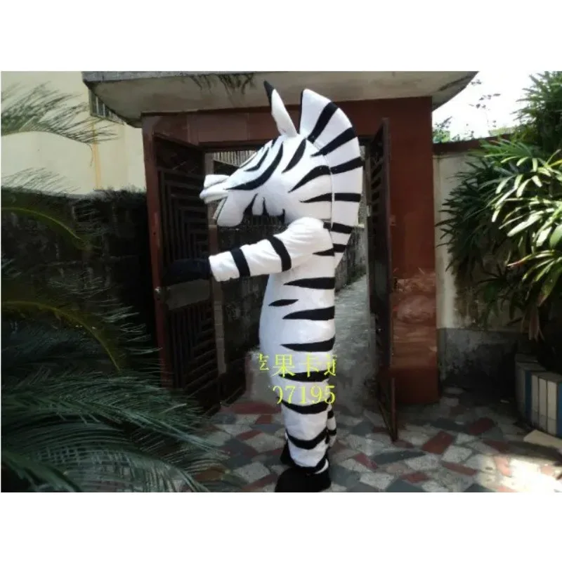 

Madagascar Zebra Mascot Costume Cartoon Appearl Halloween Birthday Cosplay Party Dess Adult Size