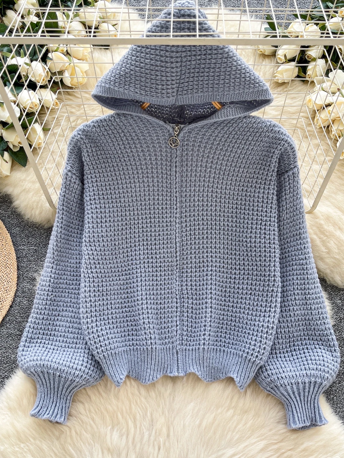 Suéter F de Tricô Solto com Capuz For de Lã, Estilo Casual de Outono, Efeito Emaecedor Confortável, Top Moderno ...