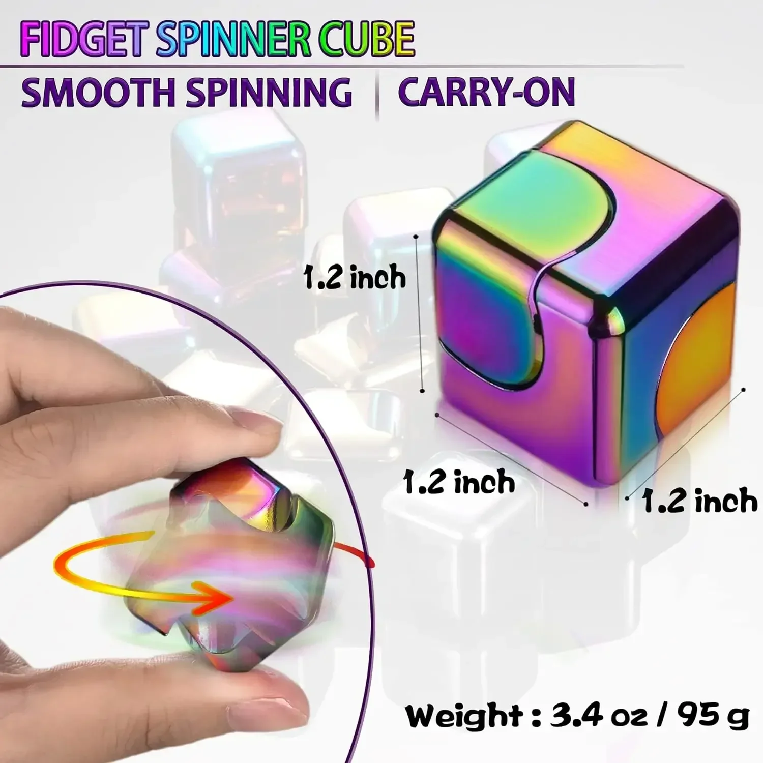 Fidget Spinner Dice Square Decompression Spinning Top Dice Cube Anti-stress Anxiety Toys Hand Fingertips Spinner For Children