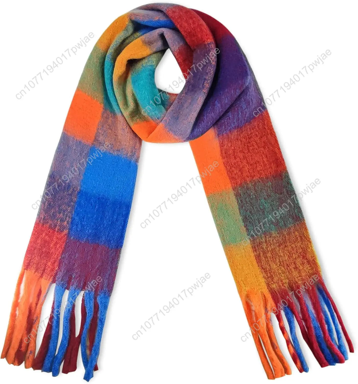 

Large Chunky Plaid Scarf Coloured Checked Oversized Scarf Tassel Soft Fall Winter Thick Warm Shawl Women