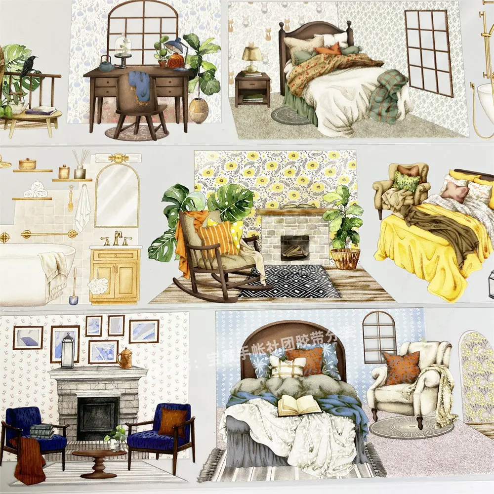 

Декоративная лента Washi Z46 Warm Home MOODTAPE для интерьера, ландшафтного дизайна, скрапбукинга, DIY-наклейки