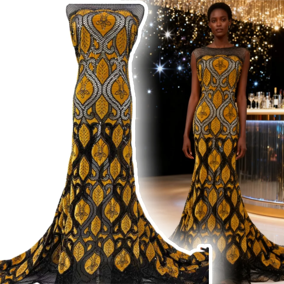 

Африканская бархатная кружевная ткань с блестками, нигерийская французская сетчатая кружевная ткань для шитья, 2026, высокое качество, свадебное платье TP1775