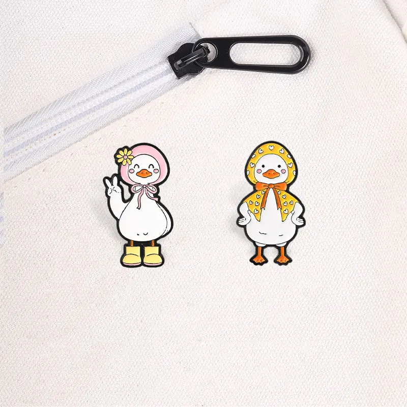 Niedliche Babuschka-Tier-Emaille-Abzeichen Ente Katze Kopftuch-Pins Liebliche Cartoon-Metallbroschen Anstecknadel-Set Geschenk für Mädchen – Detail 4