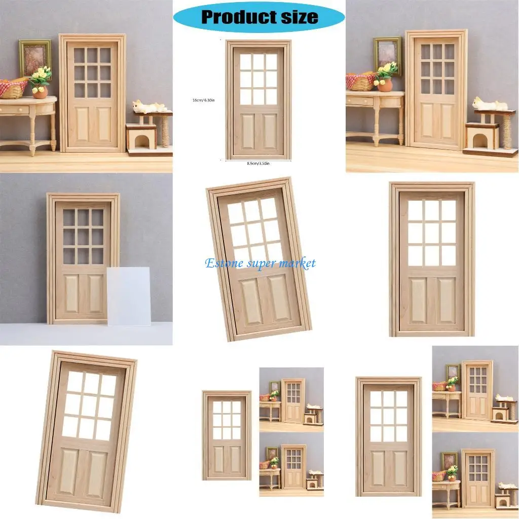 

090B Simulation Wooden Door Model Figure Miniature Furniture 1/12 Doll House Accessory