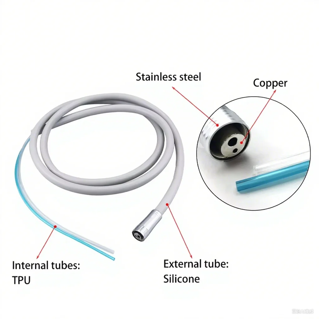 

1Pcs Dental Instruments Dental Unit Spare Parts Dental Handpiece Hose Tubes 2/ 4 Holes For Dental Air Turbine Motor Use