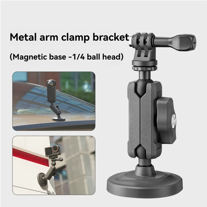 -A96Z Universal Metal Arm Clamp Bracket For Gopro Magnetic Camera Mount Magnetic Suction Base For DJI Insta360