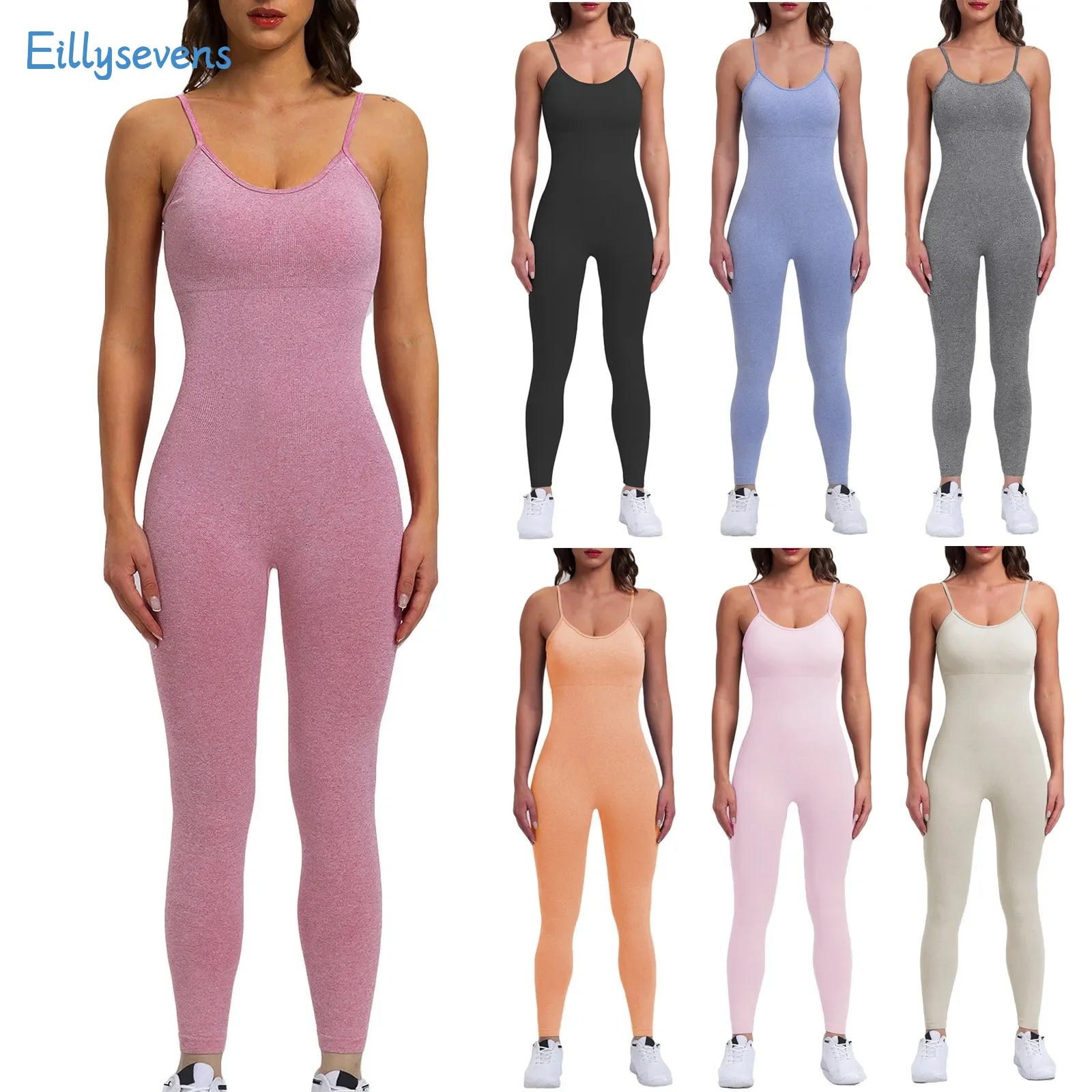 

Women Camisole Jumpsuits Outdoor Causal Sports Fitness Running Slim Fit Jumpsuit Classic Seamless Yoga High Elasticity Jumpsuit