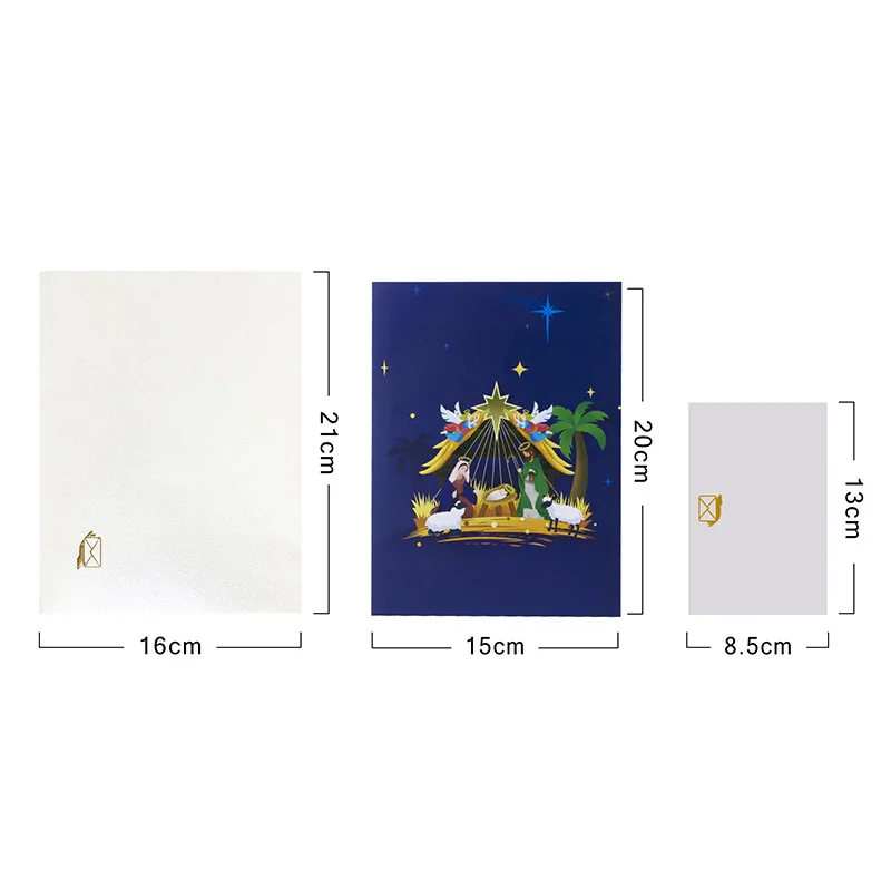 2024New Christmas Greeting Card3DThree-Dimensional Handmade Card Jesus Birth Night Cross-Border Amazon Holiday Gift