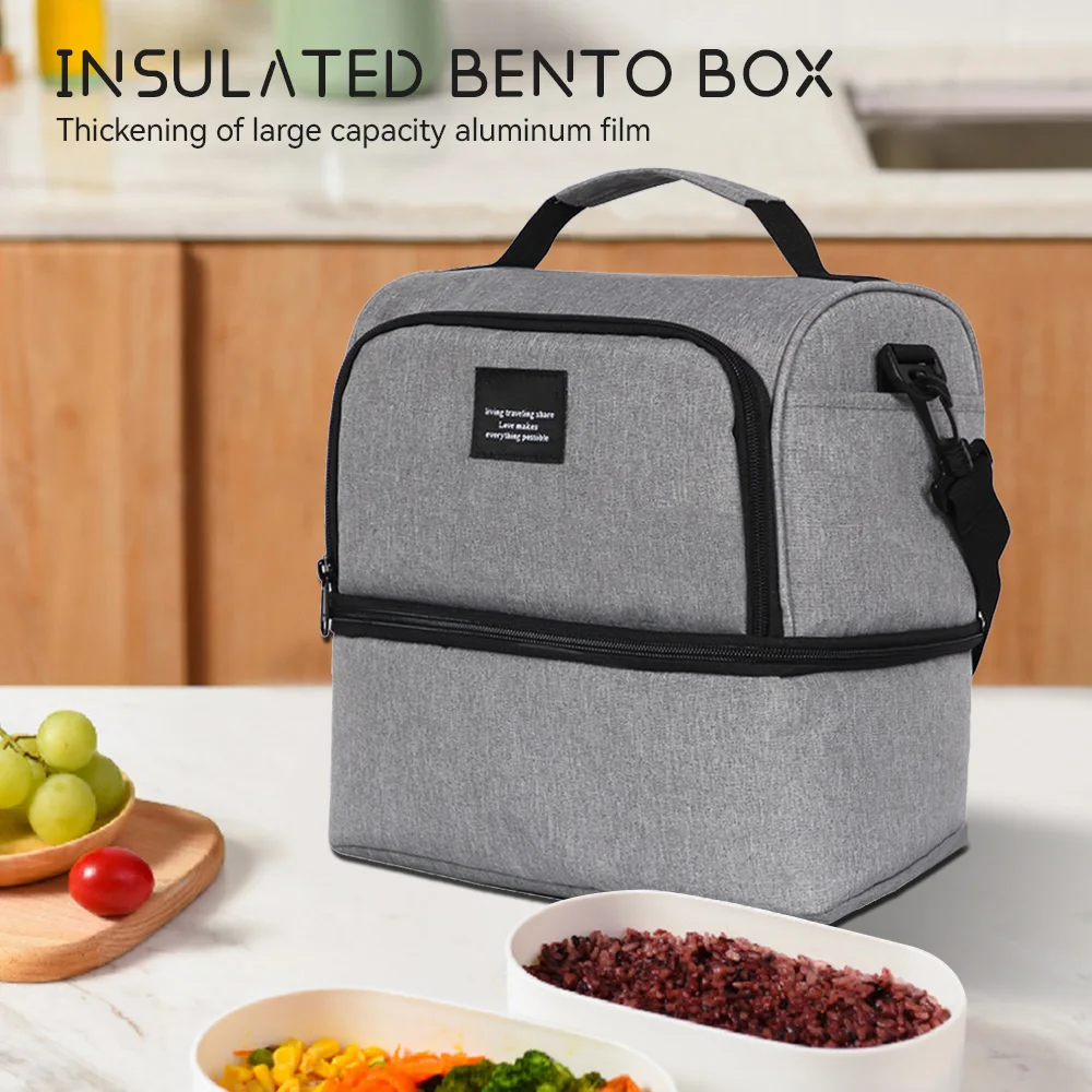 

Double Layer Insulation Lunch Bag Waterproof Oxford Pack Portable Picnic Food Storage Bag Large Capacity Thermal Bento Box Bags