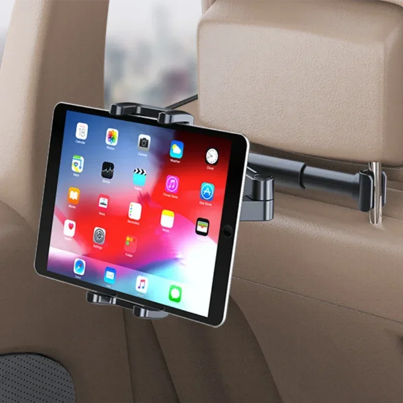 Car Tablet Support, Adjustable Tablet Holder for Cars, Backseat Tablet Clamp, Road Trip Essentials, Fits 4.7-12.9