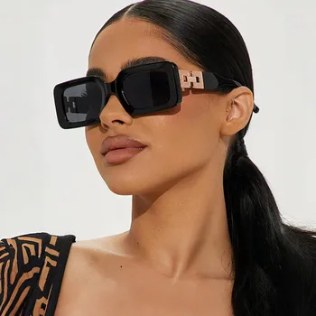 משקפי שמש מלבניים קטנים חדשים לגברים ונשים, משקפי שמש ריבועיים לנסיעות, משקפי שמש וינטאג' עם עדשות UV400 בצורת עין חתול אובלית, גפאס דה סול