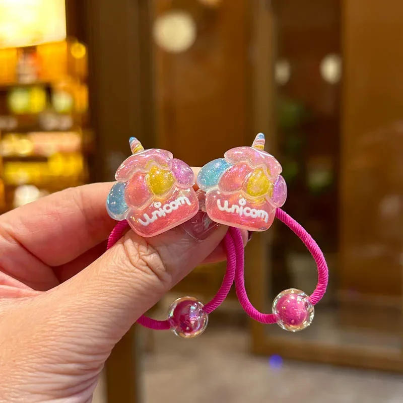 1 Pair Rainbow Elastic Hair Bands for Girls Children's Lovely Hair Accessories Baby Headwear Ties image 6