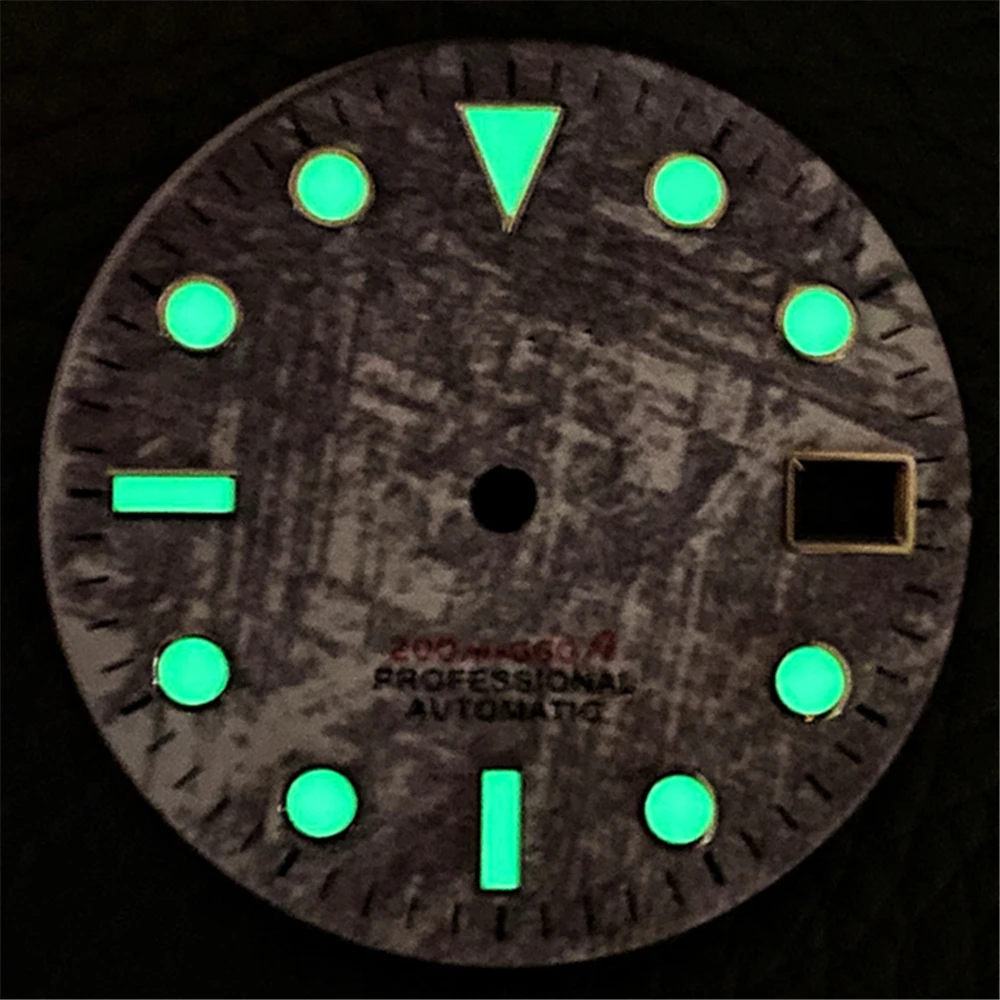 Watch Modified Dial NH35 Movement Meteorite Pattern Dials Suitable for Diving 300m C3 Green Luminous Nh35 S Dial Accessory