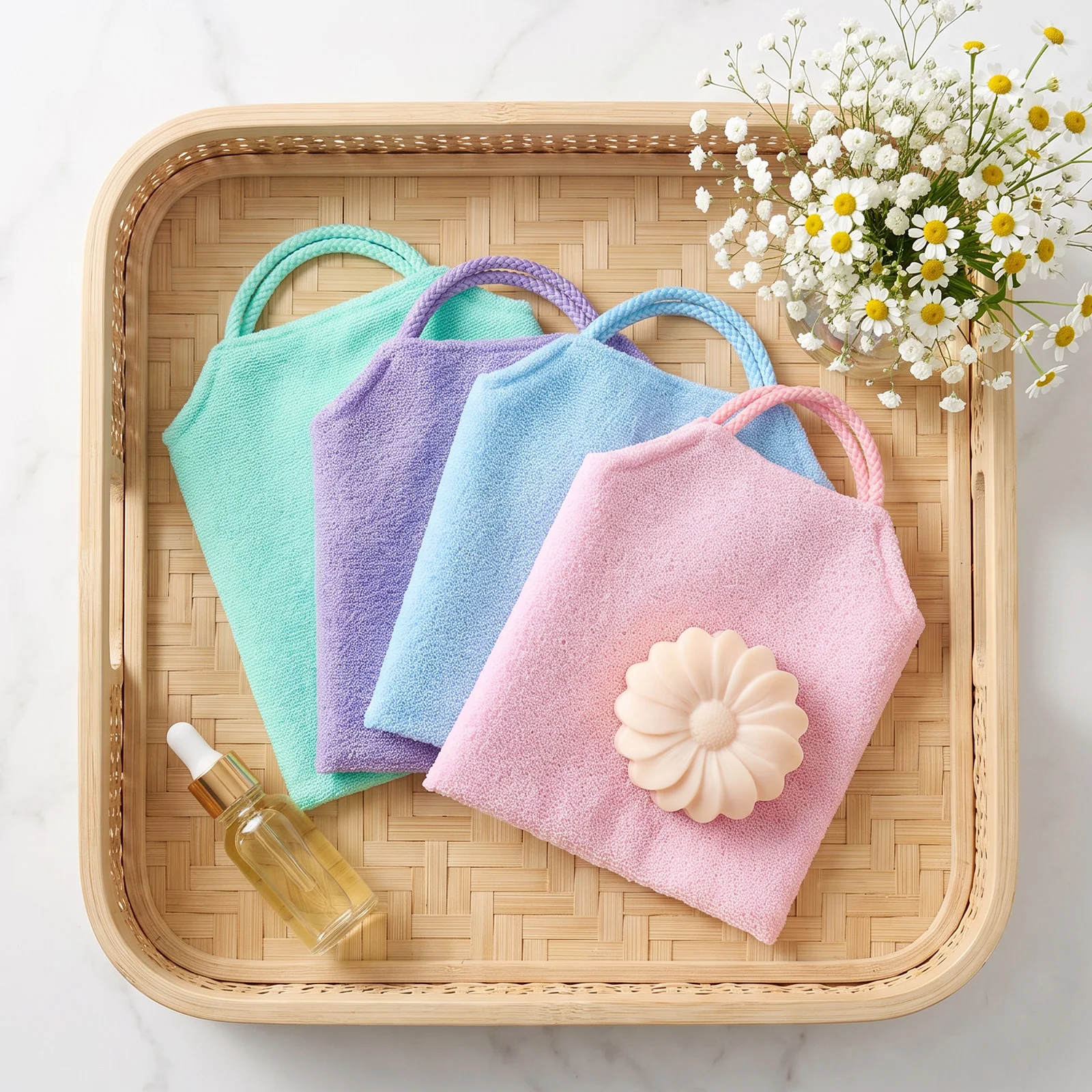 4pcs Beauty Skin Exfoliating Cloth Washcloth Body Wash Towel Nylon Bath Towel Skin Polishing Shower Sauna Back Scrubber Wash Rag