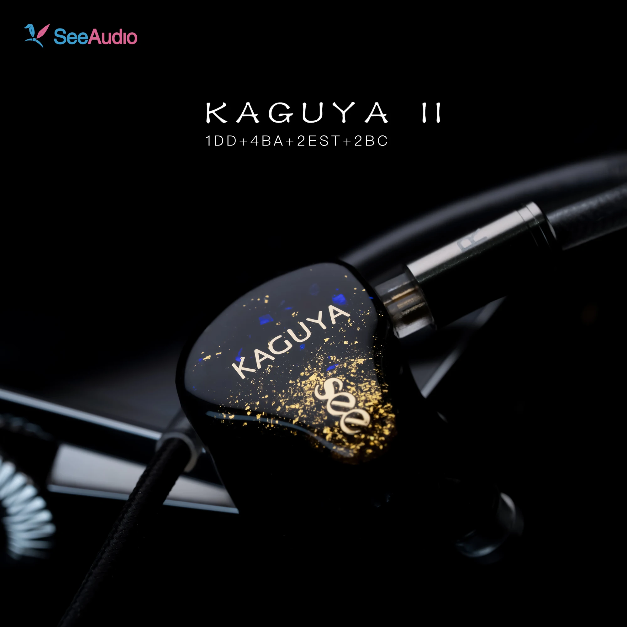 IEM SeeAudio KAGUYII 6 way Crossover System Hifi InEar-Earphones with 2 Pin 0.78 4.4mm Detachable Cable 1DD+4BA+2BC+2EST