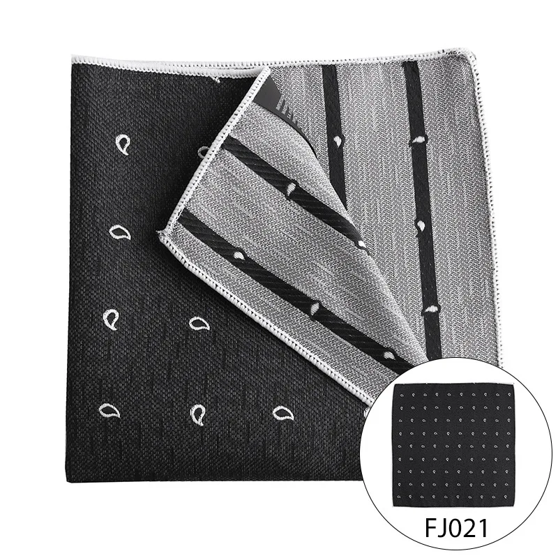 Mens Pocket Square Business Hanky Pocket Accessories Elegant Black Handkerchief Paisley Stripe Dot Fashion Design Men Suit Hanky