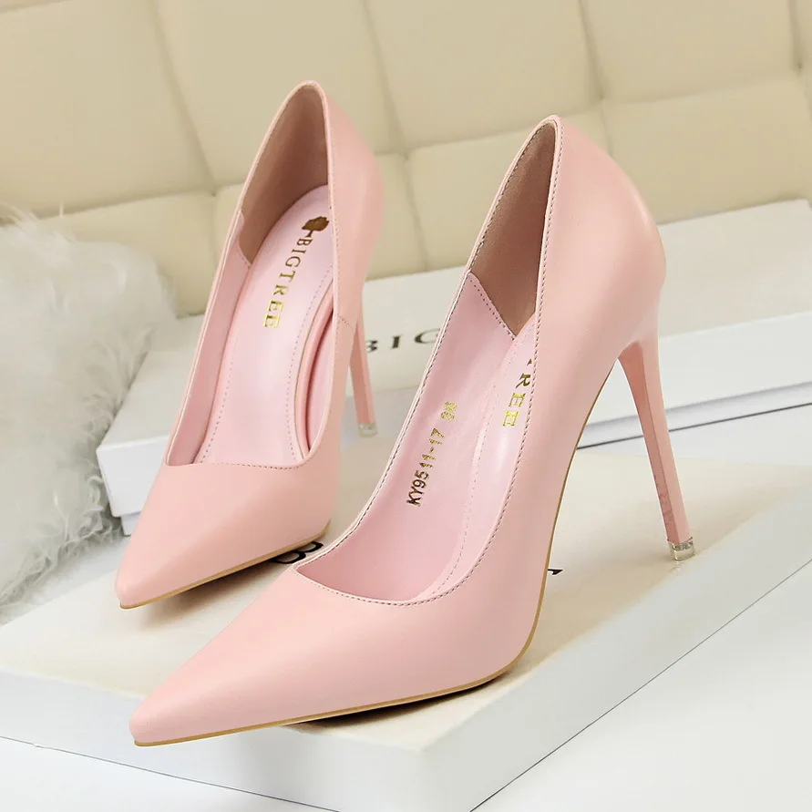 

Korean Edition Fashion Simple Women's Slim Super High Heels Shallow Mouth Pointed Sexy Single Shoes Women Pumps туфли женские