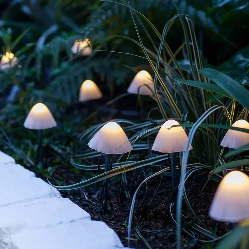 New Outdoor LED Solar lamp Mushroom String Light Courtyard Waterproof Garden Lawn Ground Novel Decorative Landscape Solar Lights