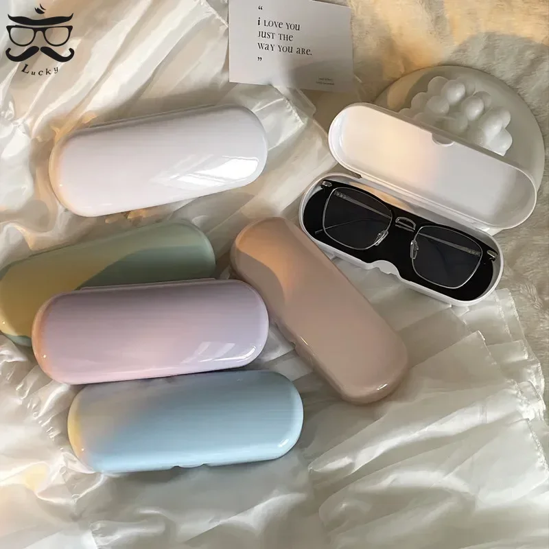 Cream Colored Glasses Case Women Portable Cute Sunglasses Myopia Glasses Storage Box Travel Glasses Protective Organizer