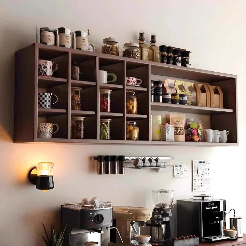 

Wall Adjustable Shelf Coffee Cup Holder Cabinet Desktop Storage Cabinet