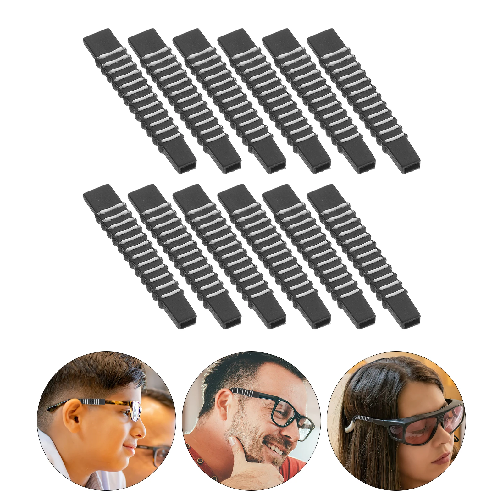 6 pares de puntas para patillas de anteojos, cubiertas suaves, cojines, cubiertas para brazos, duraderas, empuñaduras para las orejas, se adapta a la mayoría de los estilos