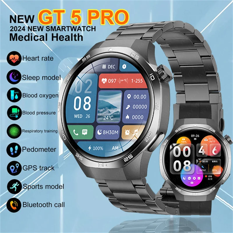 

For HUAWEI GT5 PRO Smart Watch Men Watch 4 Pro Upgraded Version GPS Bluetooth Call NFC Heart Rate Waterproof Compass Smart Watch