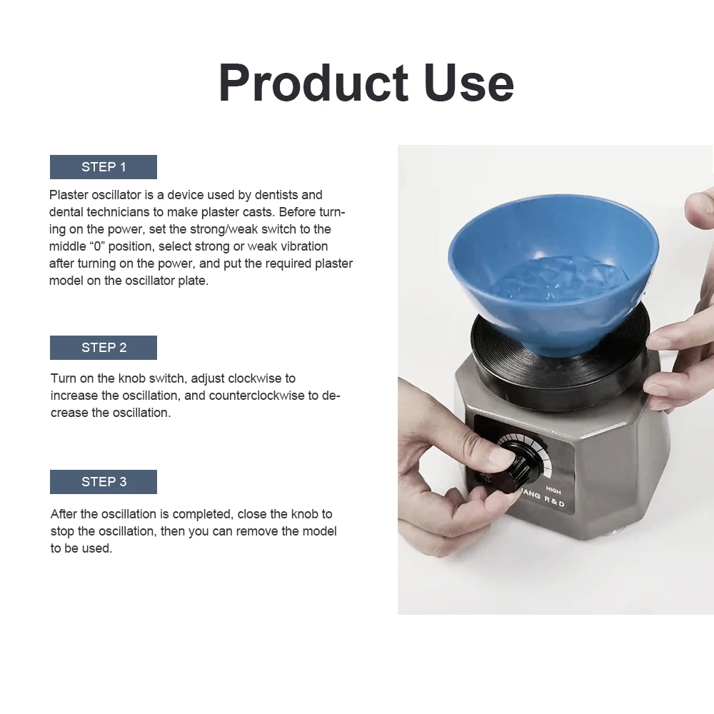 Electric Dental Vibrator Dental Vibrating Plate Vibrating Table 4" Small Size Round Plaster Oscillator Non-Slip Lab Vibrator