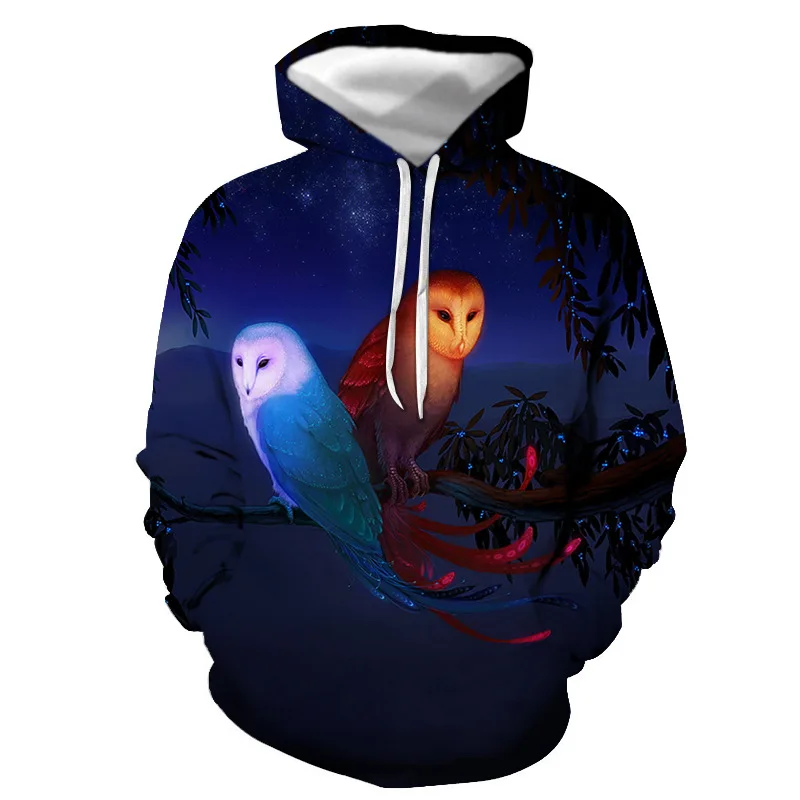 2021 Frühling und Herbst Europäischer und amerikanischer Außenhandel Eagle Head 3D-Digitaldruck Kapuzentaschenpullover