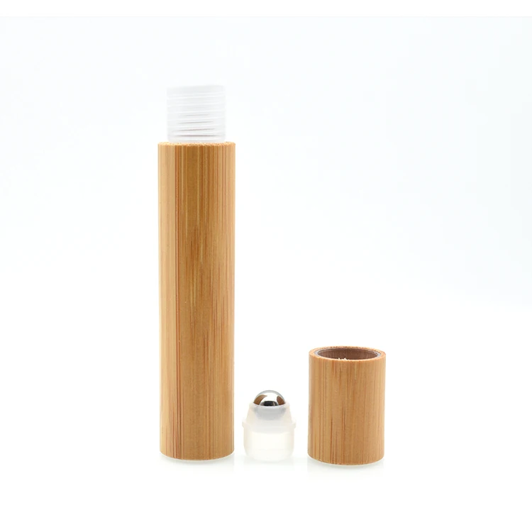 50/100Pcs Empty15ml Luxury Full Bamboo Roll On Bottle with Metal Roller Plastic Inner For Essential Oil Perfume Travel Packaging