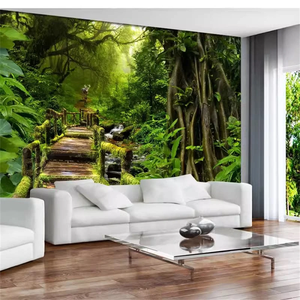 Custom 3D photo Green Forest wallpaper for living room woods scenery TV background 3D mural wallpaper for wall paper home decor