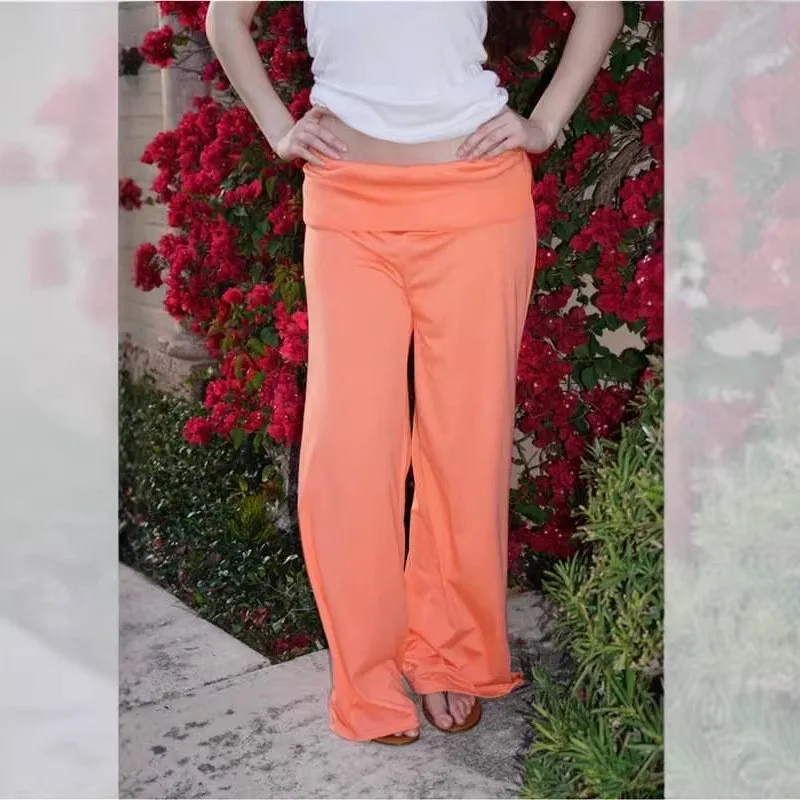 Pantalon de jogging décontracté taille haute à jambe large couleur unie pour femme – Nouveauté été, idéal pour la maison, le yoga, le sport et le quotidien, extensible
