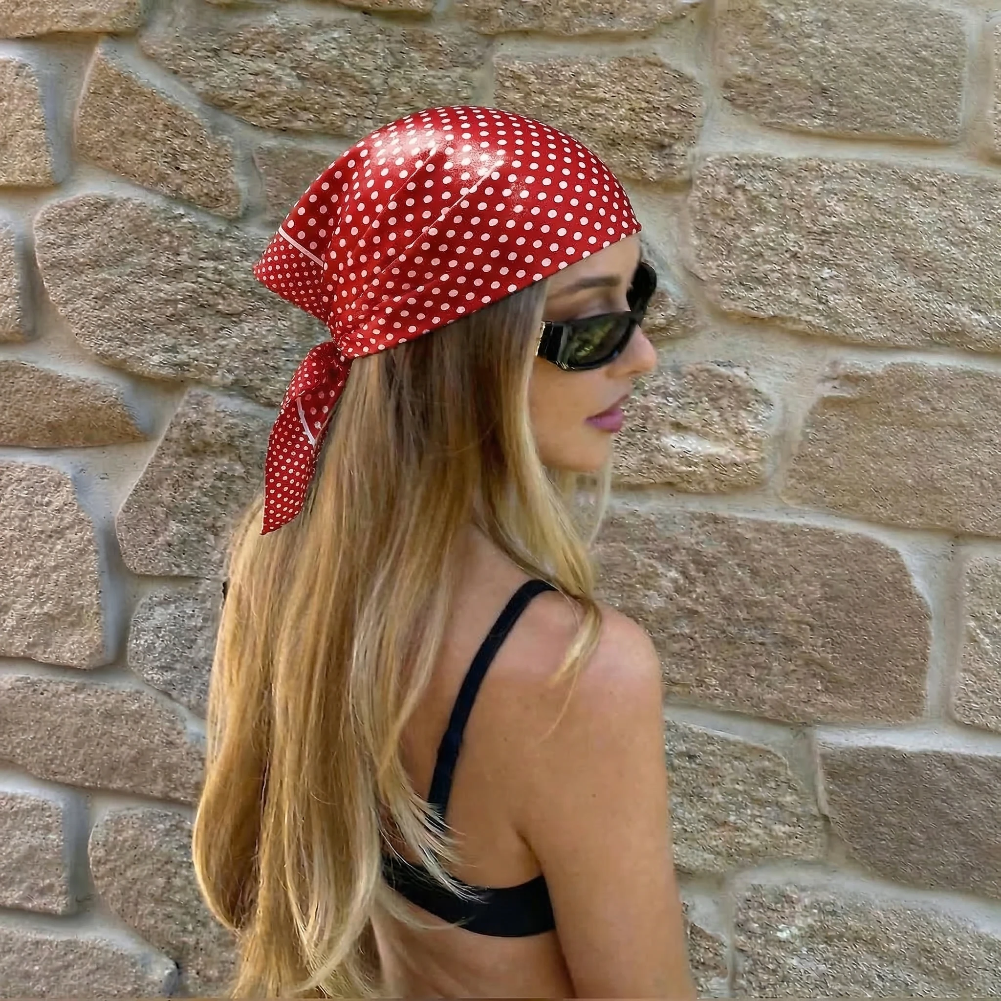 Dot Print Triangle Scarf For Women Silk Shawl Neckerchief Female Hair Bands Head Wraps Headband Foulard Satin Hijab Bandana