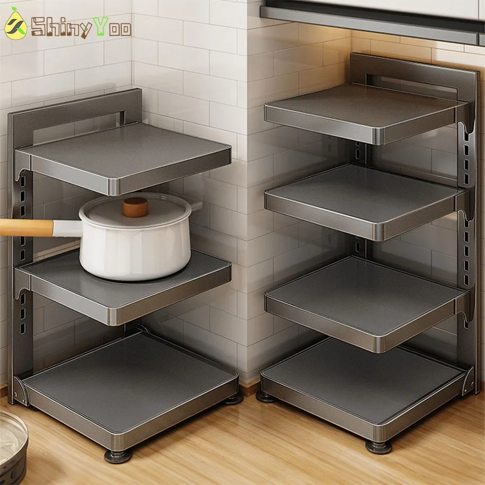 Pot and Pan Organizer Rack for Under Kitchen Cabinet, Heavy Duty Pot Pan Rack Under Sink Organizers Storage, Pot Lid Organizer