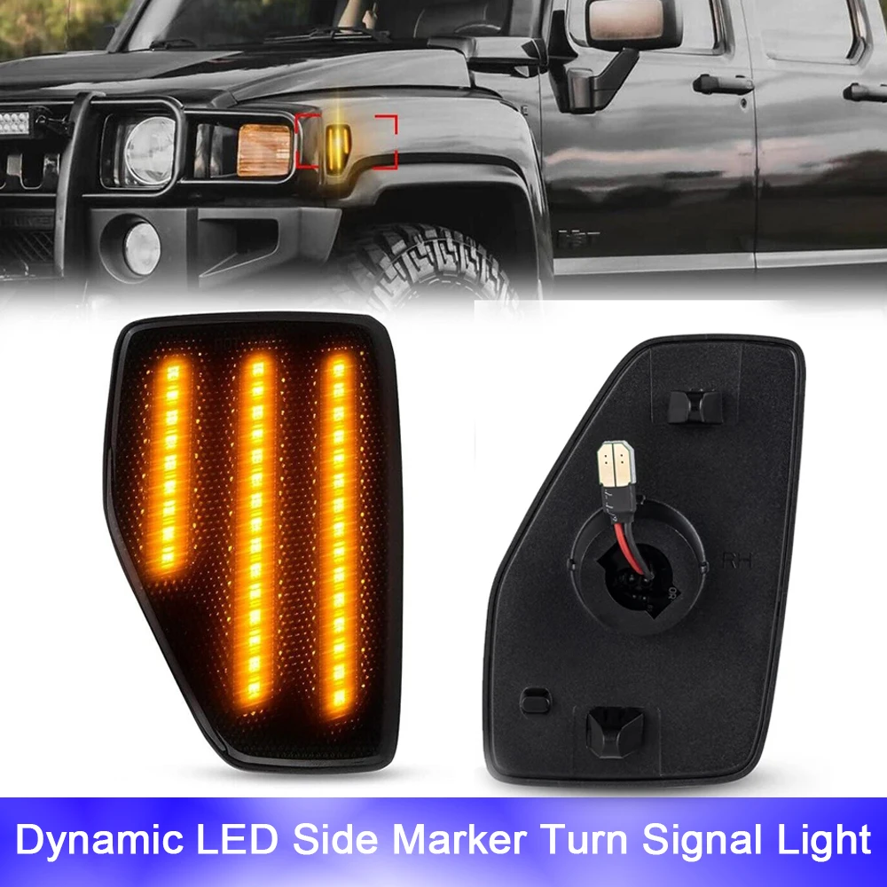 

For Hummer H3 H3T LED Side Marker Lights Front Fender Turn Signal Amber Lamp Canbus Smoked Yellow Clear 15873639