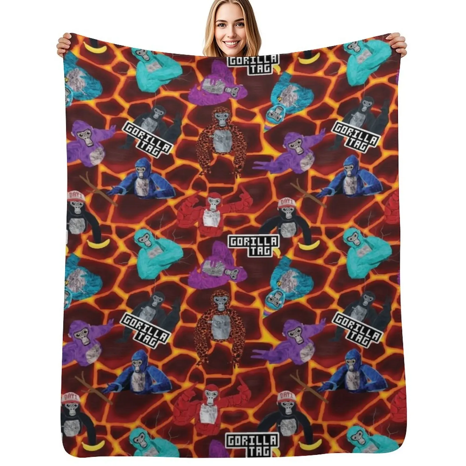 Gorilla Tag Lava Monke Party Throw Blanket Decorative Soft Throw Blanket for Couch Sofa