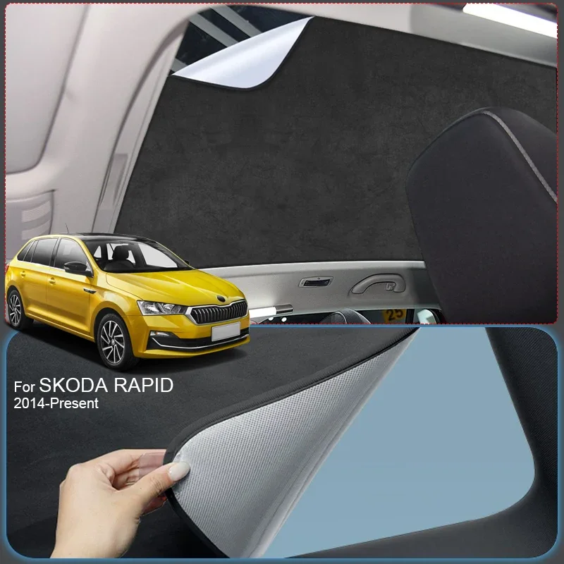 

Автомобильный электростатический солнцезащитный козырек на люк из замшевой ткани с УФ-защитой и теплоизоляцией для SKODA RAPID 2014-наст. время