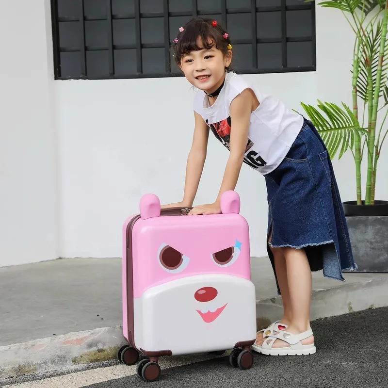 18 inch children\'s trolley suitcase cute cartoon ABS+PC kids luggage three-speed adjustment silent spinner