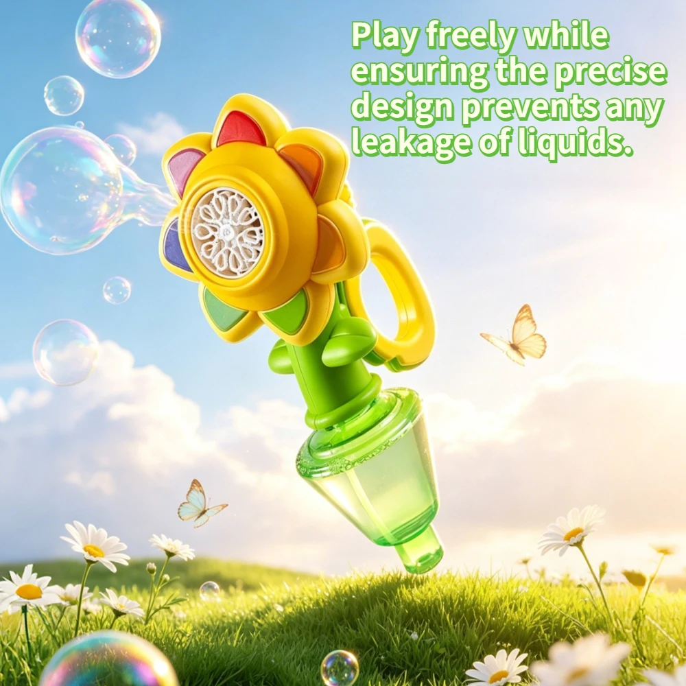 Automatic Vertical Flower Bubble Machine Light Show Remote Control Shaking Design Ideal Camping Outdoor Toy