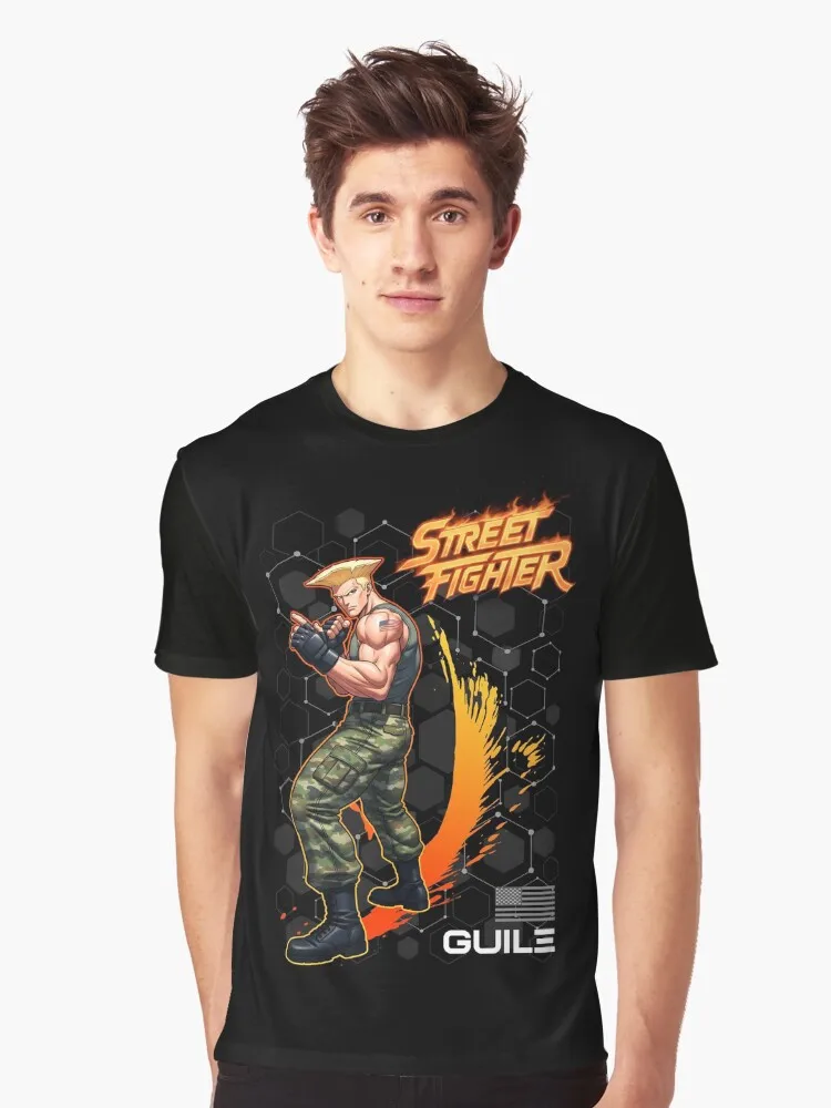 

Guile 0128 Street Fighter 80s Cartoon Combat Videogame Gift t shirt Retro Arcade game Graphic Tee Y2K Clothes All size Tops