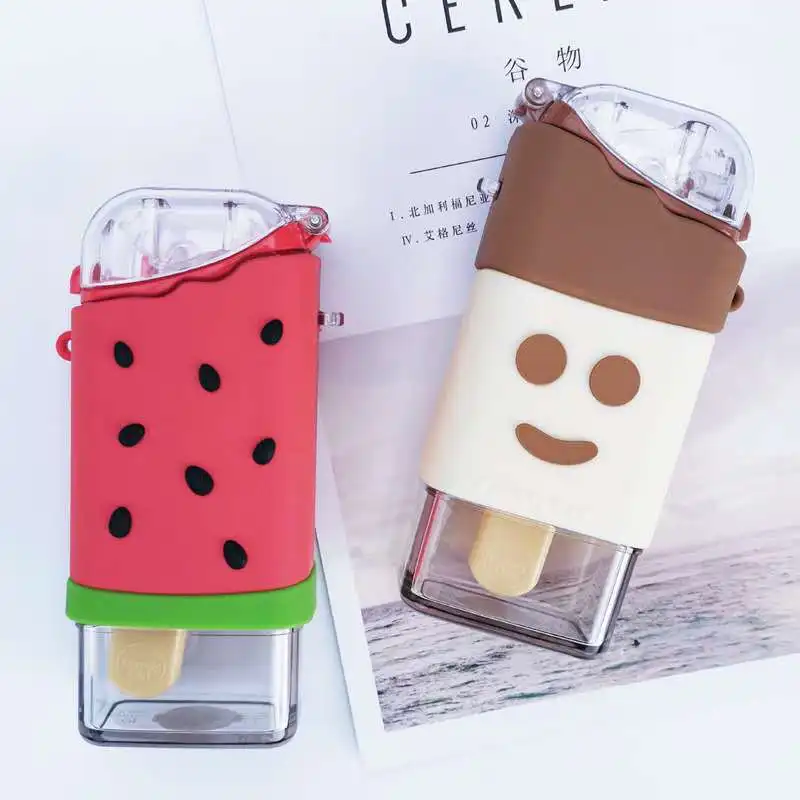 Creative Kids Drinking Cup Cute Cartoon Water Bottles Straw Children Bottle Children Sports Bottle Cup with Straw Cup Baby Cup