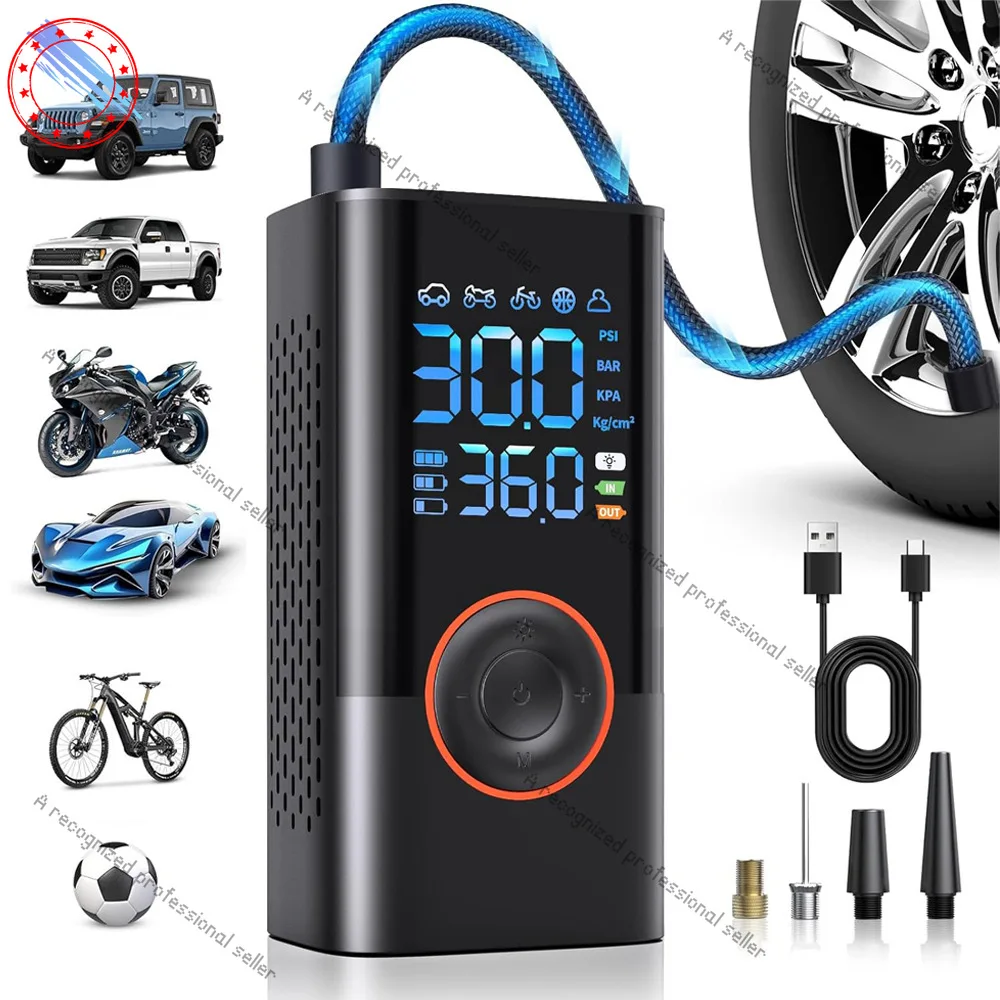 

Cross-border portable air pump mini bicycle electric tire pump handheld charging dual-purpose car inflation