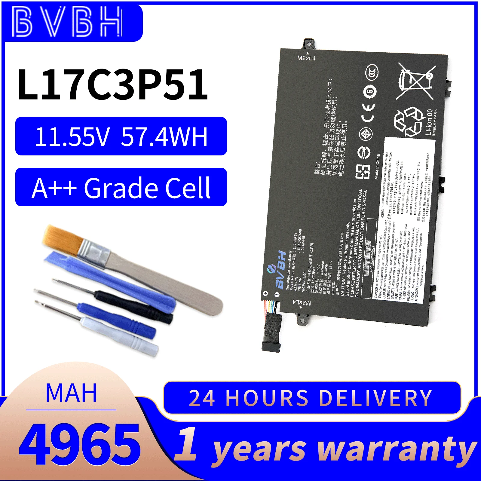 BVBH L17C3P51 L17M3P51/L17M3P52 Laptop battery For Lenovo ThinkPad E480/E485/E495/E580/E585/E490 ThinkPad E590/E595/R480/01AV445