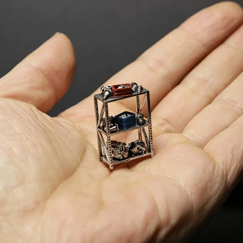 1:64 miniature replica shelf - genuine automotive parts shelf - garage maintenance micro model
