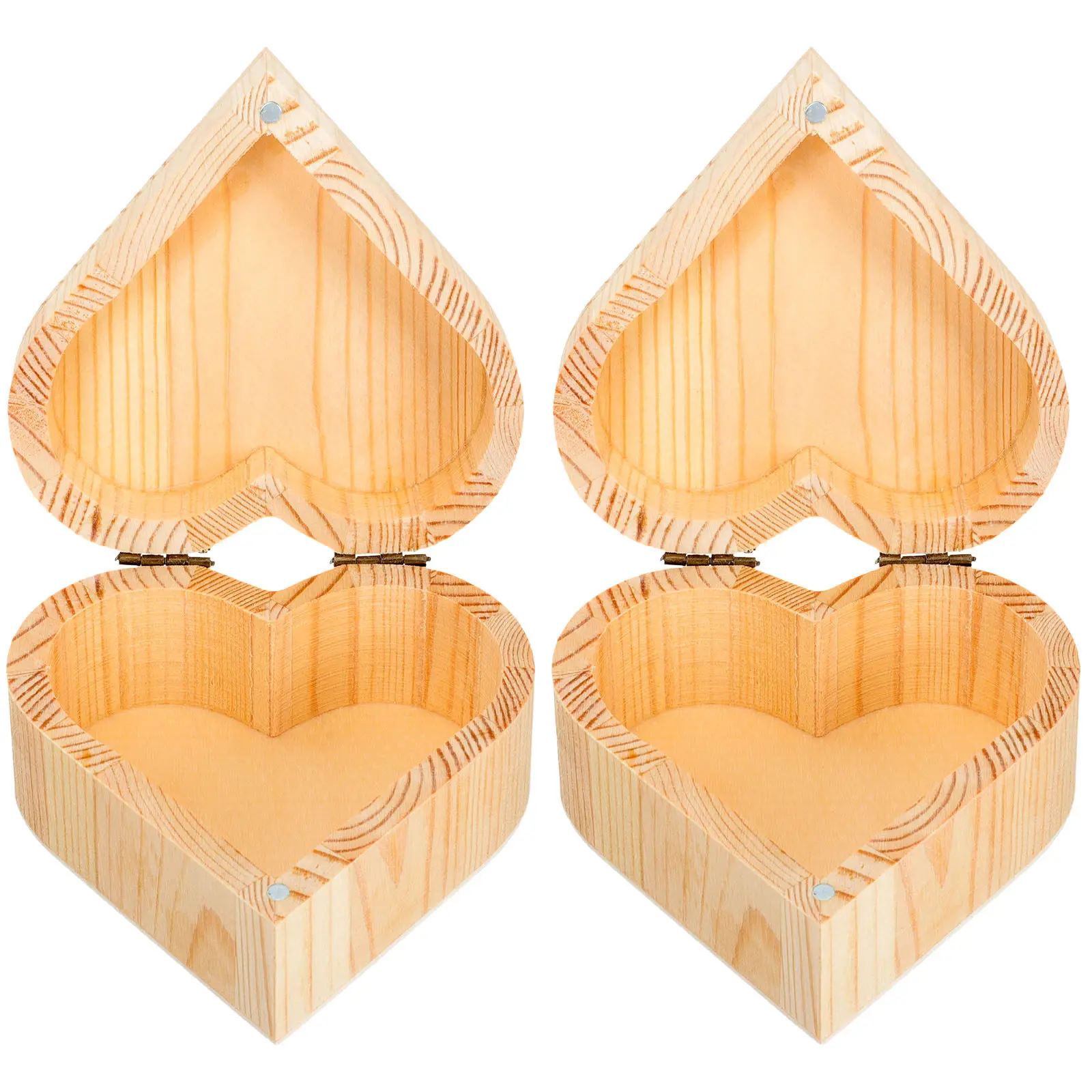 

Набор из 2 деревянных шкатулок-сердец для украшений: компактный, легкий футляр для колец, кулонов, браслетов, мелких предметов, креативный декоративный органайзер